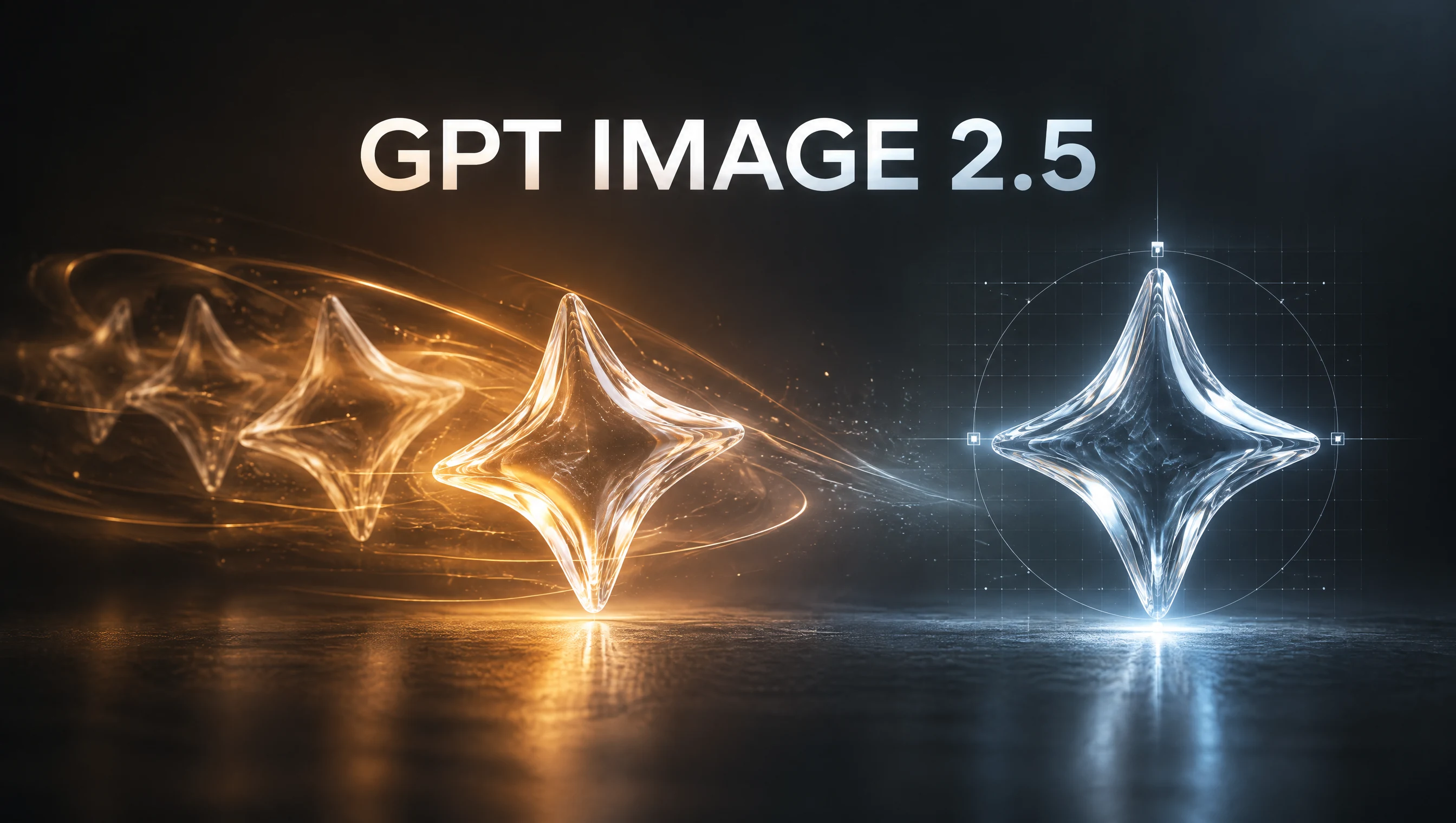 Стеклянная искра в янтарном и голубом свете — обложка GPT Image 2.5